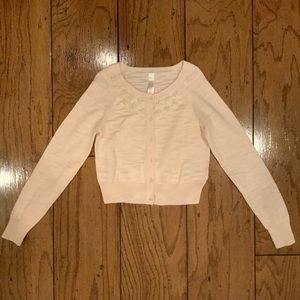 Like New Pink Iridescent Sequin Cardigan Sweater